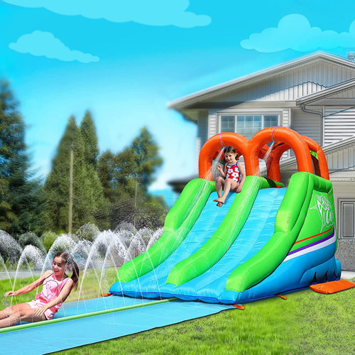 Action Air 7' x 22.8' Inflatable Water Slide with Air Blower Wayfair